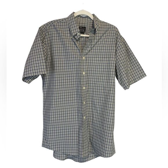 Jos A Banks Checkered Short Sleeve Dress Shirt - Picture 1 of 4